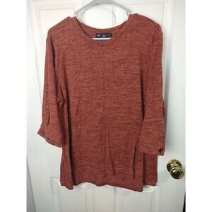 N Touch Woman XLP Rust Pullover Grommet Slit Sleeve Hi Low Hem 3/4 Sleeve